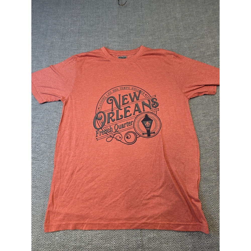 Vintage Island Club New Orleans French Quarter T-Shirt Men Medium Orange Graphic